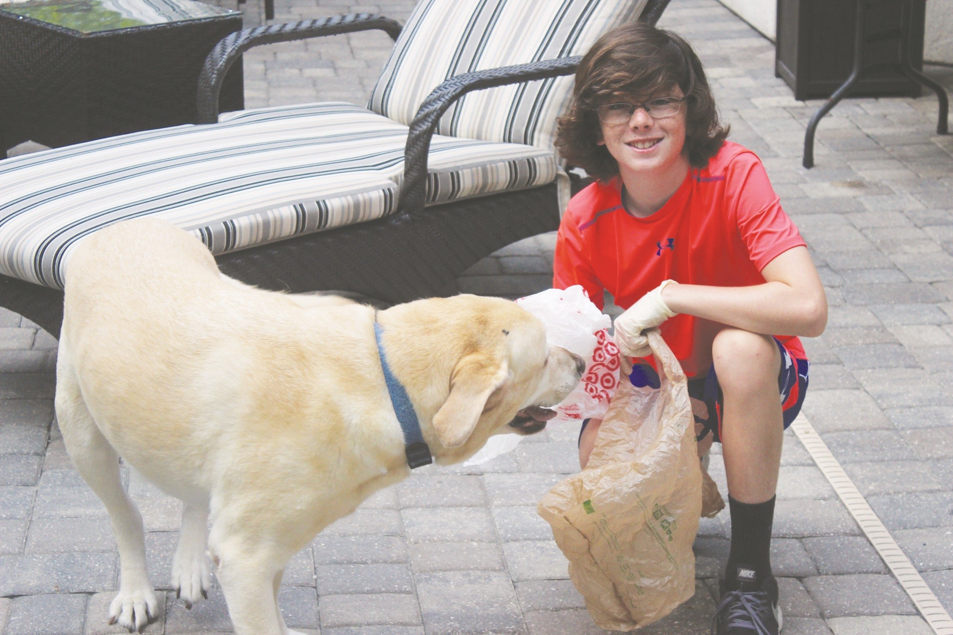 Kyle Graham scoops other dog’s poop for a living, but of course he picks up after his dog Tebow as well.
